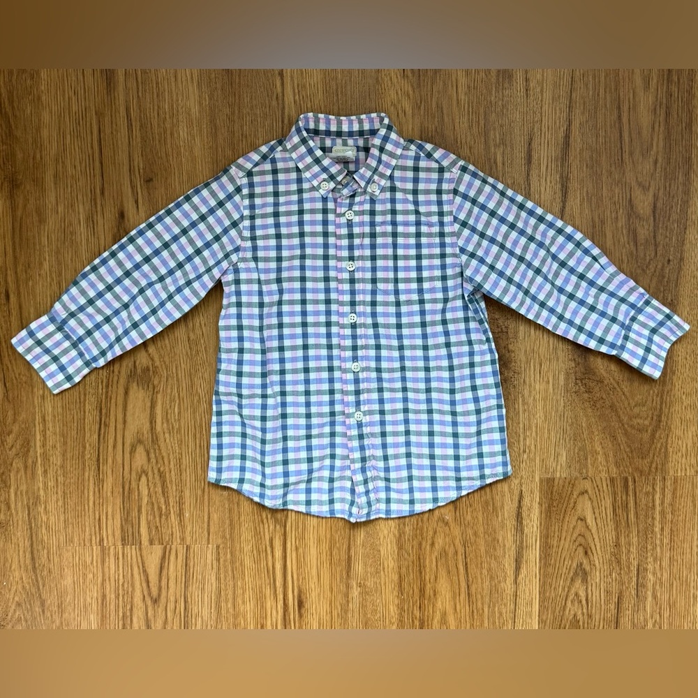 Crewcuts Blue and Pink Button Down Shirt Lightweight Cotton